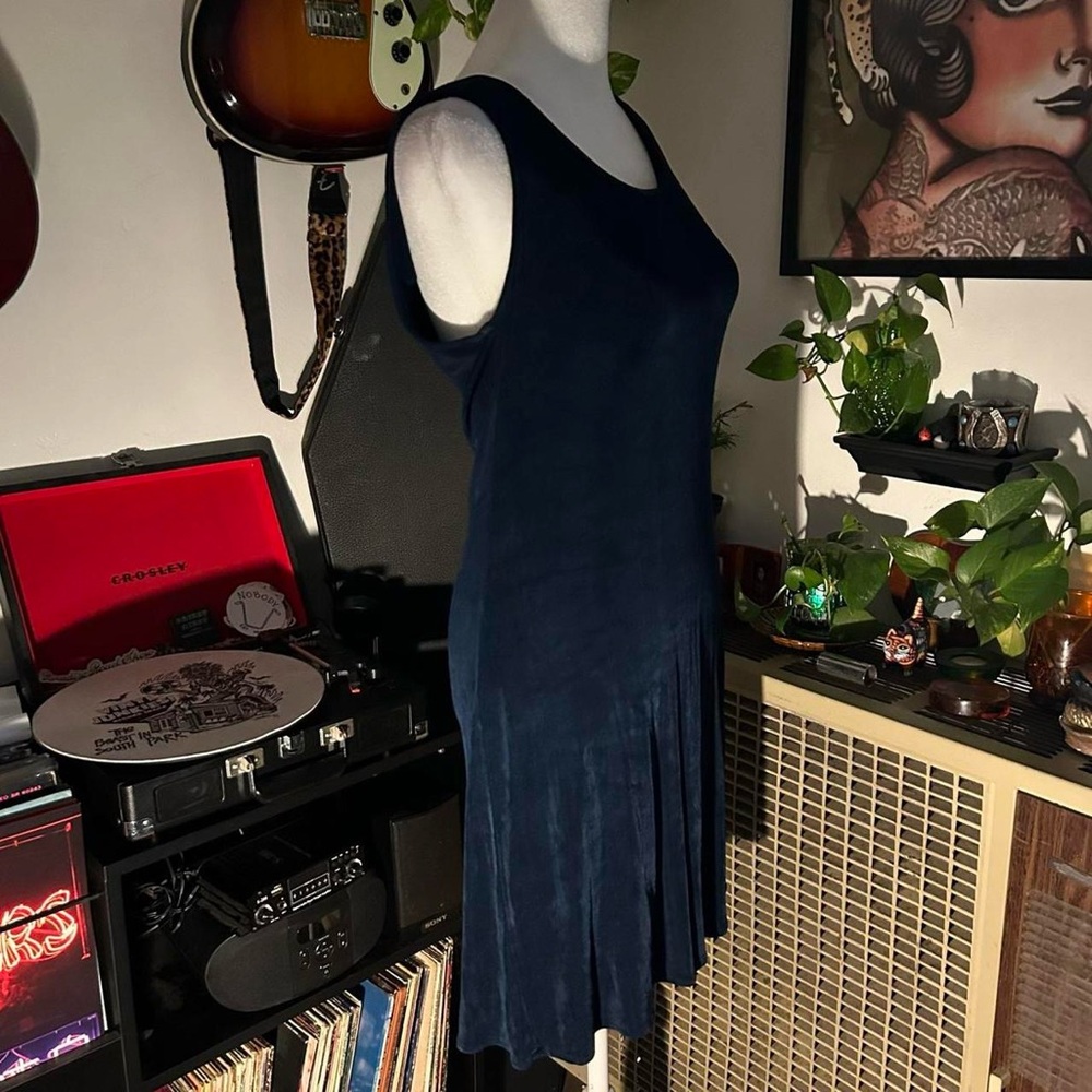 Vintage Rabbit Rabbit Rabbit Dark Sapphire Blue Dress. - Picture 2 of 8